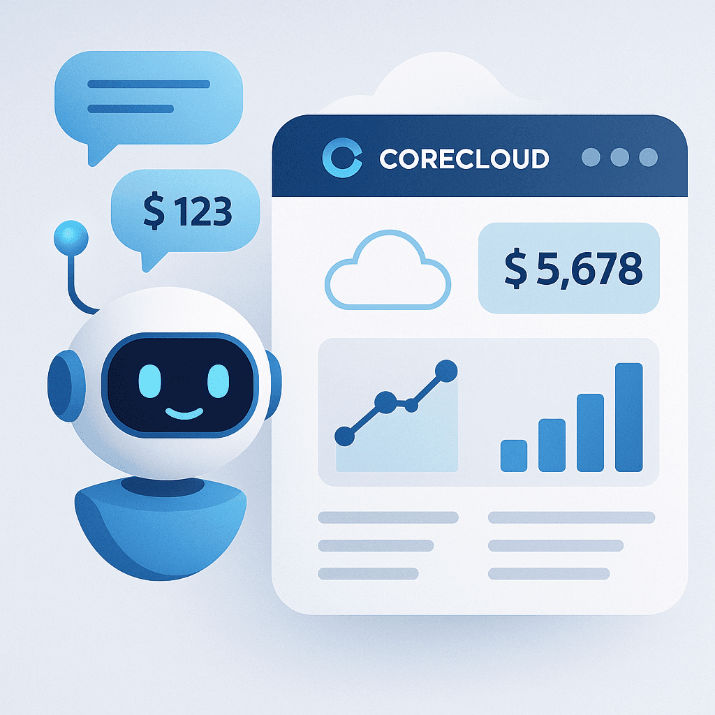 CoreFinOps visualization of FinOps chatbot automation with compliance evidence